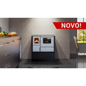 ALFA PLAM, sporák INOX 75, teplovzdušný 6 kW, pravý, černý